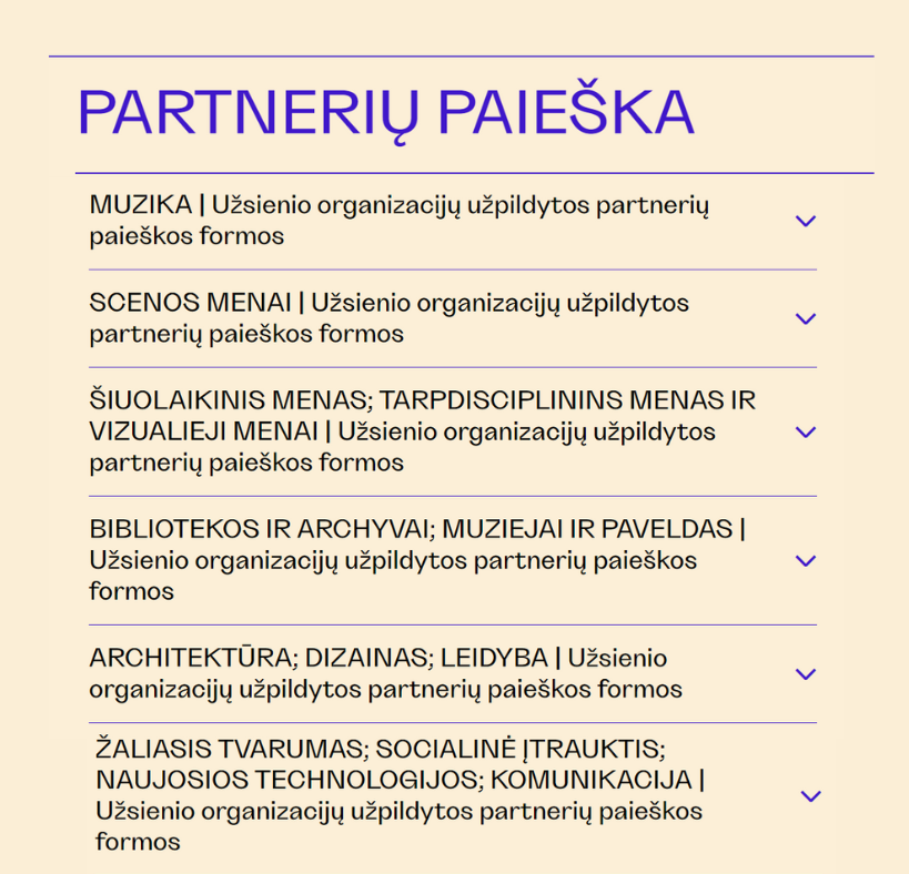 Daugiau nei 80 užsienio kultūros organizacijų ieško partnerių projektams