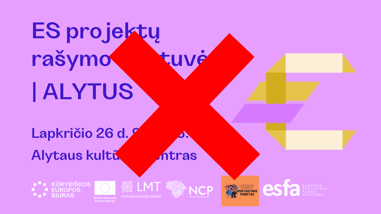 NEĮVYKS ES projektų rašymo dirbtuvės lapkričio 26 d. Alytuje