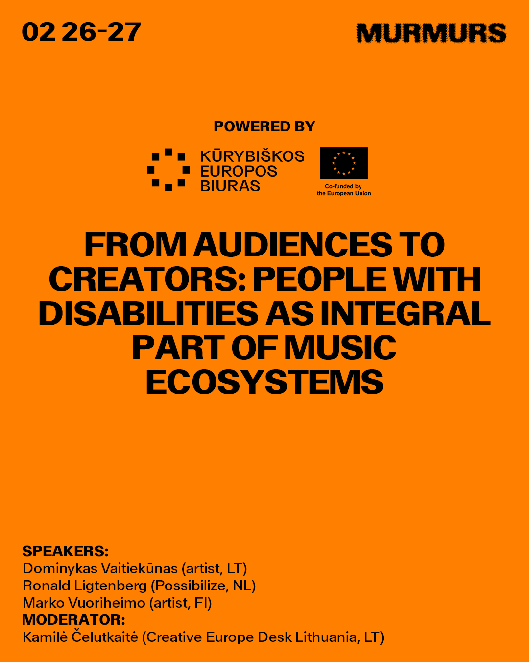 Diskusija „From audiences to creators: people with disabilities as integral part of music ecosystems“